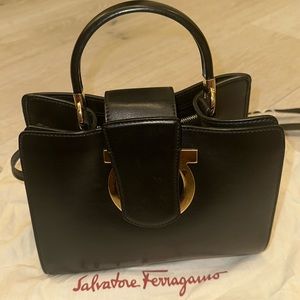 Black Ferragamo handbag. Gold hardware